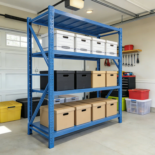 5000 LBS Heavy Duty Garage Shelving Units, 79" W x 24" D x 79" H 4-Tier Adjustable Metal Storage Shelves, Industrial Steel Utility Rack for Garage Warehouse Basement, Blue