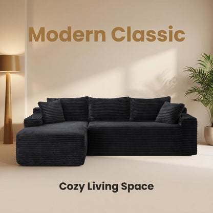 94.5" Cloud Modular Sectional Sofa Couch with L-Shape Chaise, Modern Minimalist Upholstered Couches, Deep Seat Corner Couch – Model W5515P479893