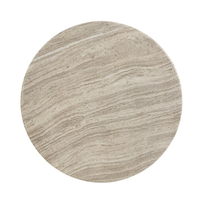 19.29"H Modern Round MgO Side Table with Cutout Accent, Faux Marble Outdoor Garden Stool & Indoor End Table, Weather Resistant Decorative Accent Table, No Assembly Required,Gray Marble