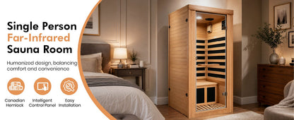 1020W Canadian Hemlock Single Mini Far Infrared Sauna Room