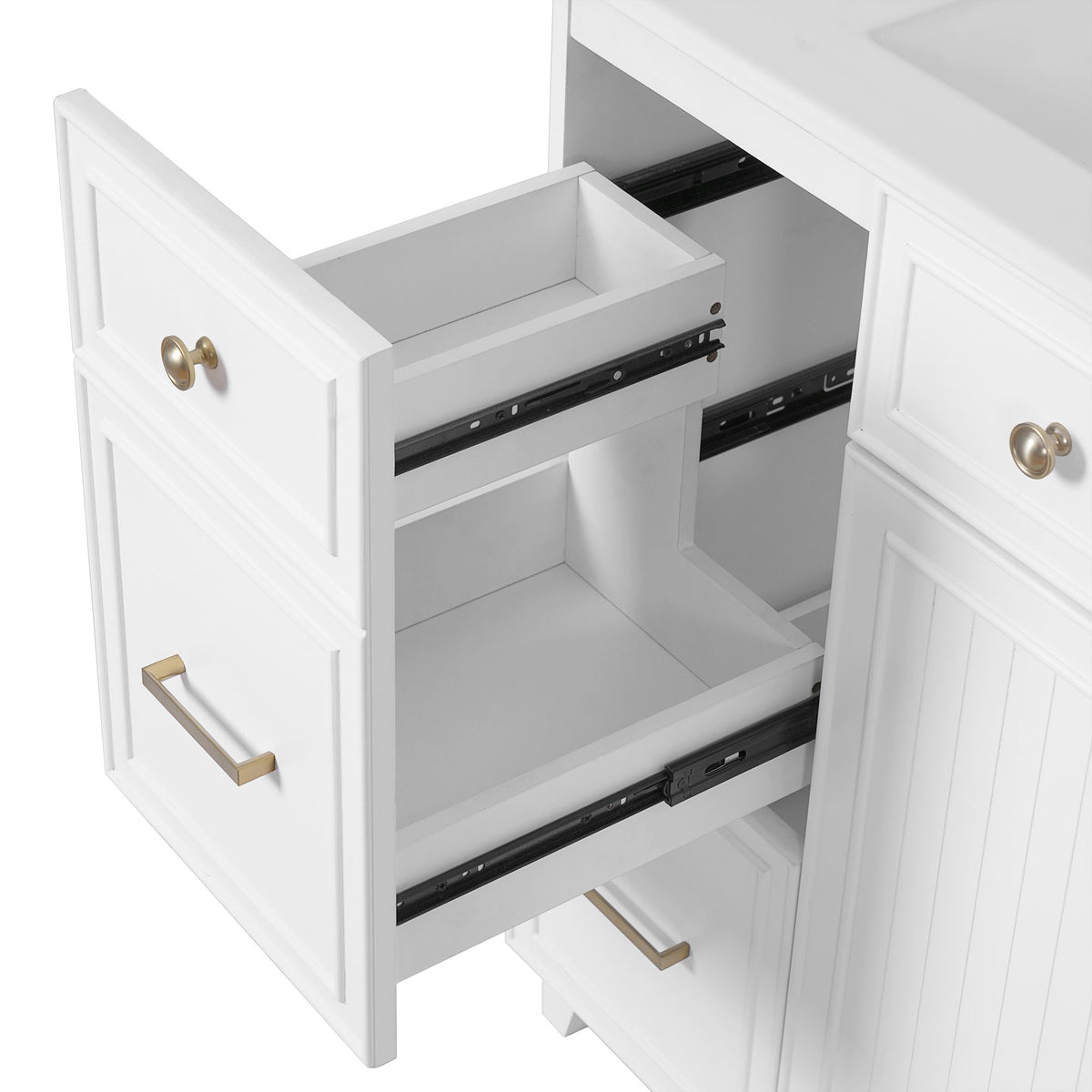 36" Modern Bathroom Vanity with Ceramic Sink, Soft Close Doors, Adjustable Shelves, Solid Wood Frame+MDF
