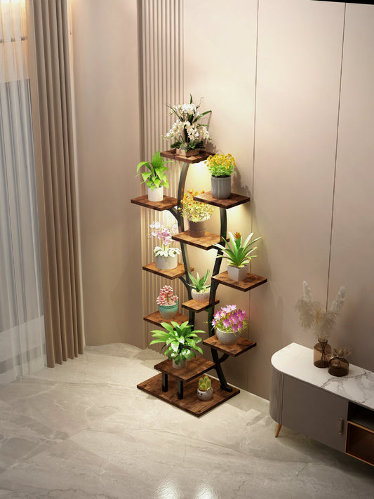 (Vase Shape) Plant Stand Indoor with Grow Lights, Indoor Plant Shelf, Metal Plant Flower Holder Stand, Vase Shape Plant Rack