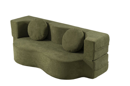 2-in-1 Folding Sofa Bed with Pillow, Twin Sleeper Sofa, Floor & Futon Loveseat Couch, Foam Folding Mattress Sleeper for Living Room, Guest Use, Office, Apartment, No Assembly Required,Green
