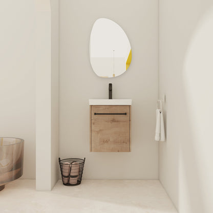 18'' Floating Wall-Mounted Bathroom Vanity with Ceramic Sink & Soft-Close Cabinet Door, For Small Bathroom