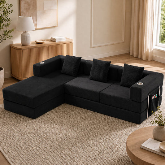108'' Modular Sectional Sofa with L-Shape Chaise, Boneless Cloud Couch with Deep Seat