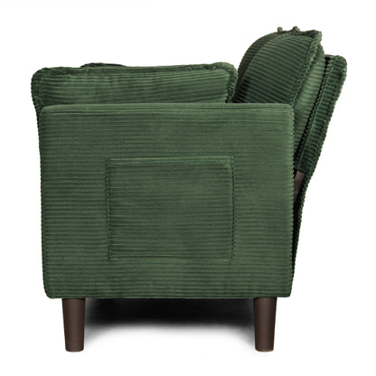 48" Soft Corduroy Loveseat Couch W/Soft Cushions,Side Storage Pocket,Sturdy Composite Board & Solid Wood Frame, High Rebound Sponge,Easy Assembly,Ideal for Living Room,Apartment,Dorm,Office.