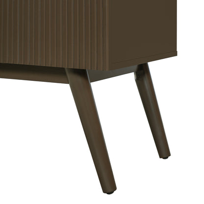 36inch Luxury Striped Bathroom Vanity, Soft-Close Dual-Door Storage & Premium Ceramic Sink, Dark Brown
