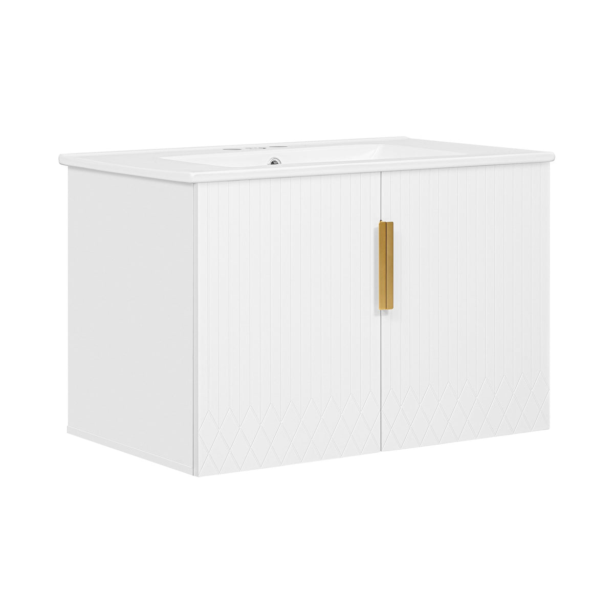 30" Vintage Bathroom Vanity with Ceramic Sink, with 3 Holes Single Ceramic Sink, Bathroom Storage Vanity Cabinet with 2 Soft Closing Doors