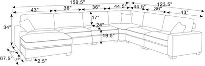 164" Wide Modular Corner Sectional