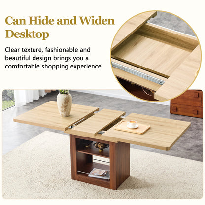 An expandable dining table with storage space