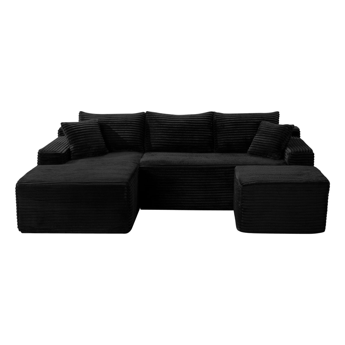 94.5" U-Shaped Cloud Sectional Sofa with Deep Seat, No Assembly Required, Modular Couches Sleeper – Black