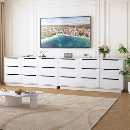 9 Drawer Dresser for Bedroom with Deep Drawers, Large Floor Wood Dressers & Chest of Drawers , Modern White Long Dressers for Closet Living Room