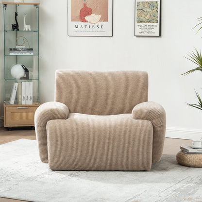 42" Wide Modern Upholstered Chenille Vertical Stripes Accent Chair, Boneless Single Sofa Chair