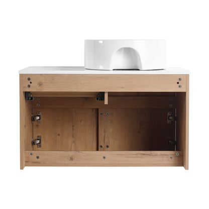 32(31-1/2") Inch Wall-Mounted Bathroom Vanity with Ceramic Art Sink and Countertop Flat Plate, 2-Soft Close Doors and 1-Drawer, KD-Packing, Plywood - BAB3098MOWH