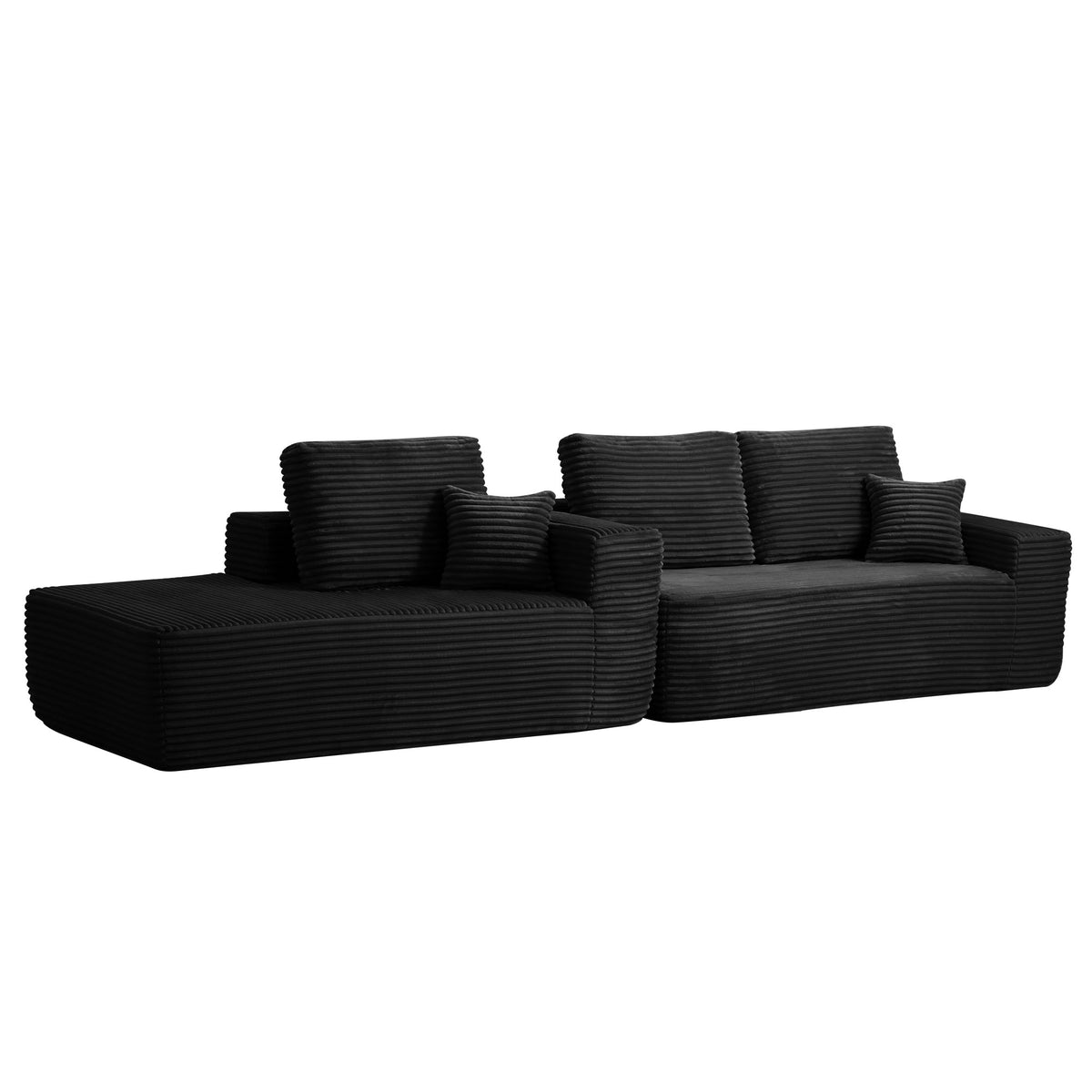 104" Cloud Sectional Sofa with L-Shape Chaise and Side Pockets, Modern Modular Design, Deep Seating, Upholstered Couch – Black