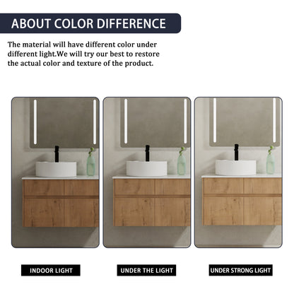 32(31-1/2") Inch Wall-Mounted Bathroom Vanity with Ceramic Art Sink and Countertop Flat Plate, 2-Soft Close Doors and 1-Drawer, KD-Packing, Plywood - BAB3098MOWH