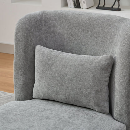 25.2 "Wide Modern Chenille Cushioned Armless Metal Base 360° Swivel Chair with Pillow, Suitable for Living Room, Family Room, Bedroom, Lounge Area, Office.  Grey
