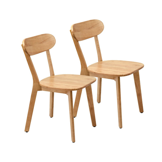 100% Solid Wood Dining Chairs Set of 2, Mid Century Modern Dining Chairs with Curved Backrest, Kitchen Chair with Adjustable Foot Pads