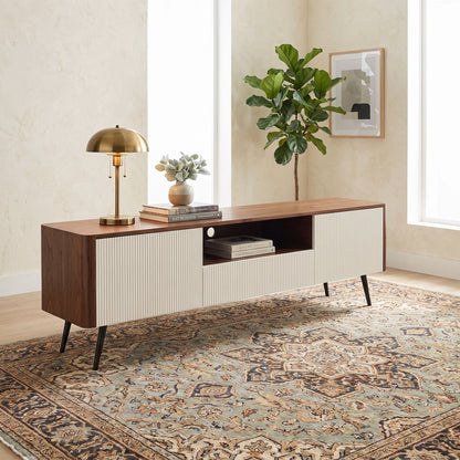 70.8-inch modern TV stand, suitable for televisions up to 85 inches, featuring enclosed storage and cable management, soft-close hinges and iron legs, ideal for the living room RR