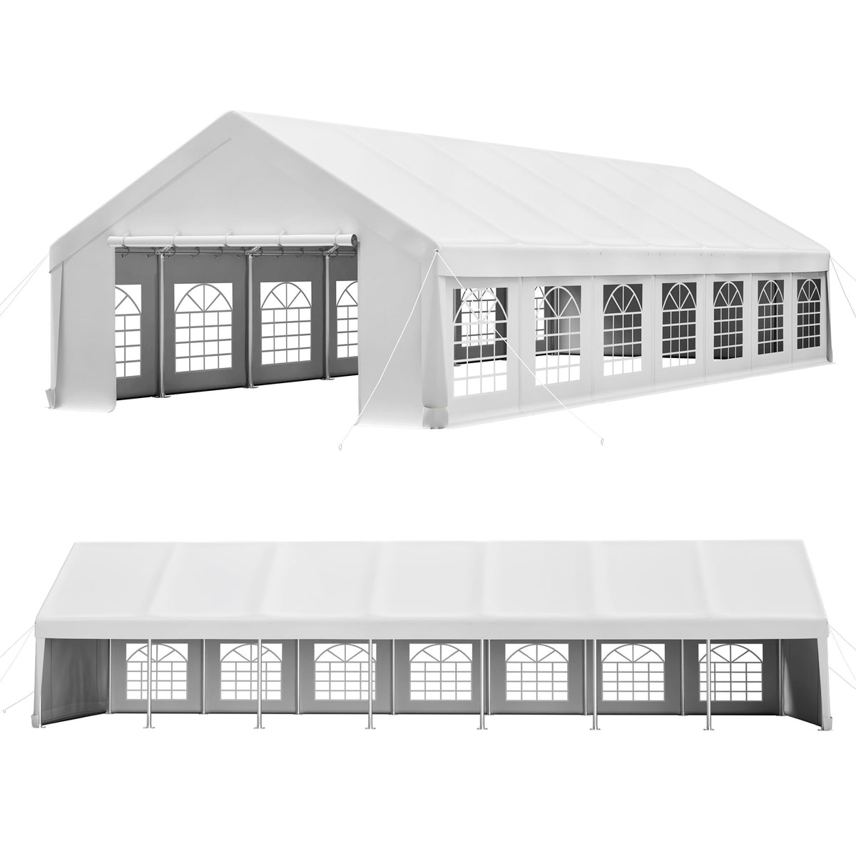20x50 FT Heavy Duty Carport, Outdoor Garage Canopy with Reinforced Steel Frame & Waterproof Tarp, Double Doors & Transparent PVC Windows – For Car, SUV, Truck, Boat, Party, Market, Wedding
