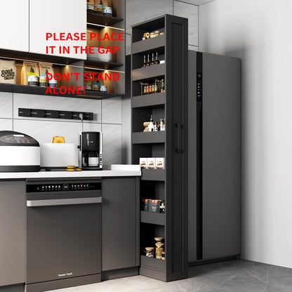7 Tier multi-functional pull-out multi-tier storage Single-sided open shelf – Black