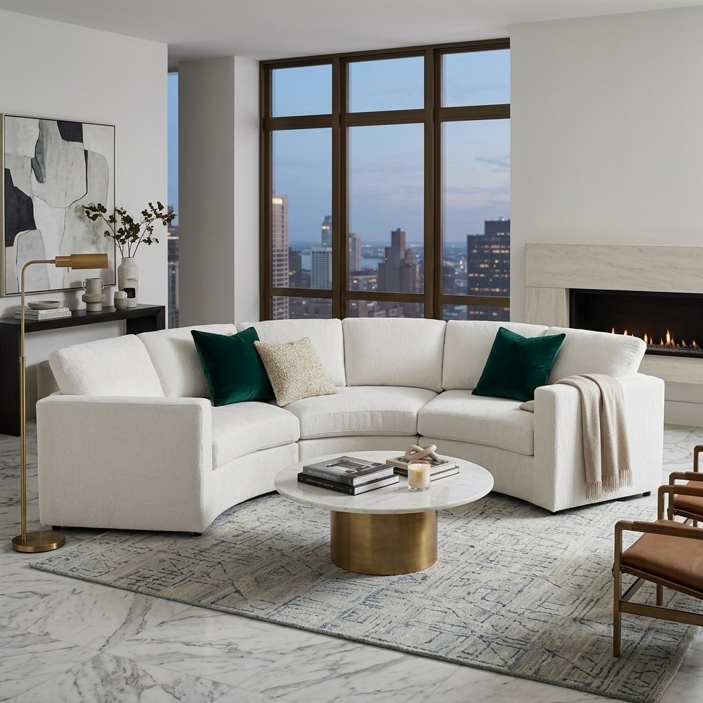 109.4'' Curved Modular Sectional Sofa, 3 Seat Semi Circular Chenille Couch with Deep Seating, Modern Round Sofa with Soft Upholstery, Contemporary Conversation Sofa for Living Room & Apartment