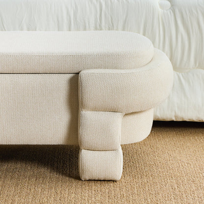 48.8" Ottoman with Storage,Storage Bench,Upholstered Entryway Bench with Seating, End of Bed Ottomans for Living Room, Bedroom, Modern Entryway Benchs,Beige