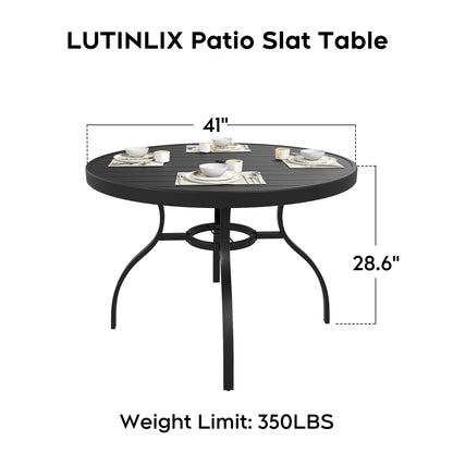 41 Inch 1 Piece Outdoor Indoor Dining Round Table Black