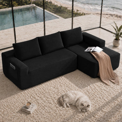 104" Cloud Sectional Sofa with L-Shape Chaise and Side Pockets, Modern Modular Design, with side pockets, Upholstered Couch