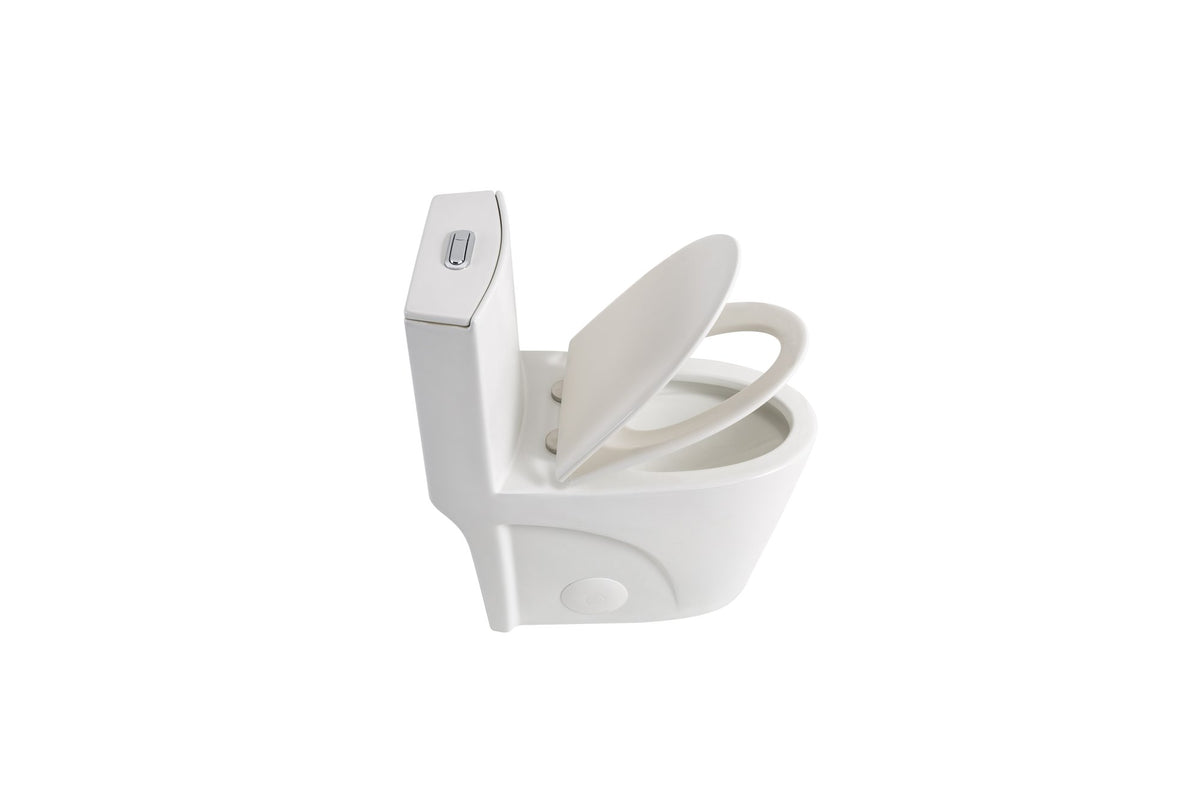 1.1/1.6 GPF Siphonic Flush One-Piece Toilet for bathrooms,Siphonic S-trap 12",Elongated Bowl with Soft Close Seat,Powerful Dual Flush MAP 1000g,Comfort Chair Seat ADA Height 17",Glossy White GW-001