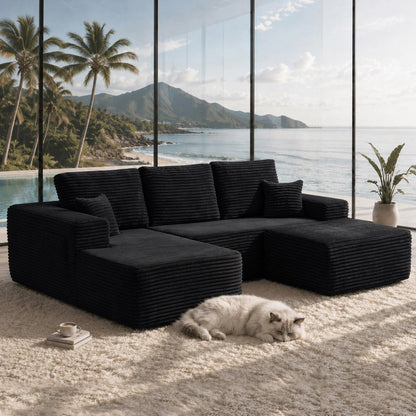 104" Cloud Sectional Sofa with U-Shape Chaise and Side Pockets, Modern Modular Design, Deep Seating, Upholstered Couch – Model W3975S00035