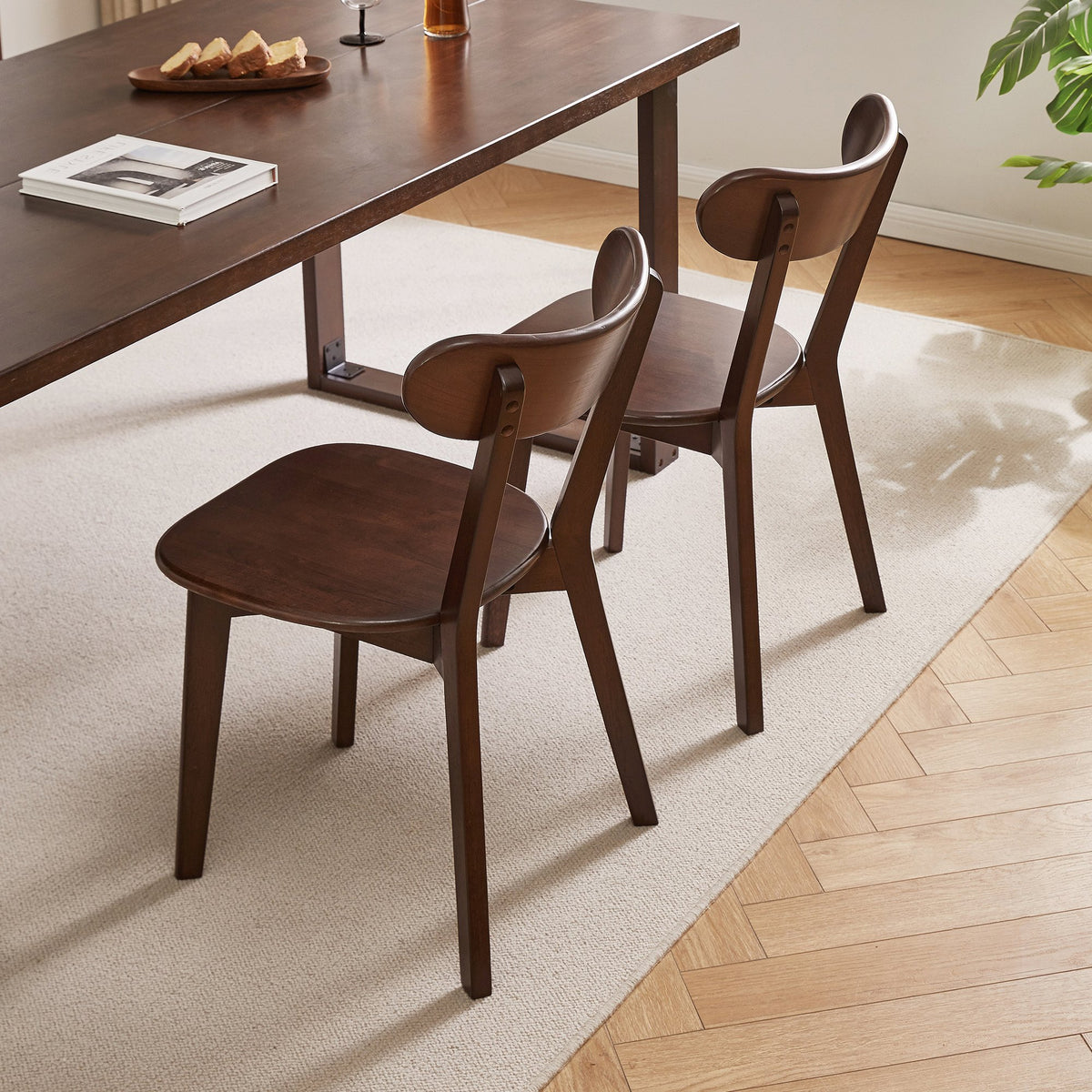 (Set of 2 pcs) Dining chair wooden Premium grade rubber wood natural wood made in Southeast Asia 100% solid wood chair table chair wooden living room chair simple and natural 46*37*76 cm