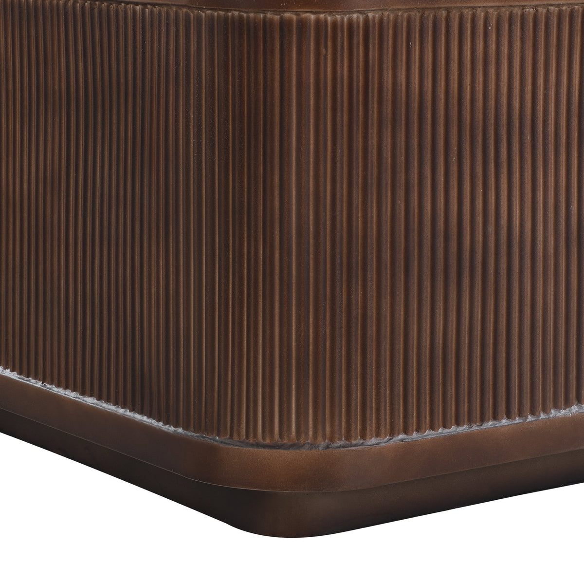 32"Modern Square Outdoor and Indoor Striped Waterproof Coffee Table, Durable MgO Cement Design, Suitable for Terraces, Gardens, Backyards and Living Rooms(Brown)