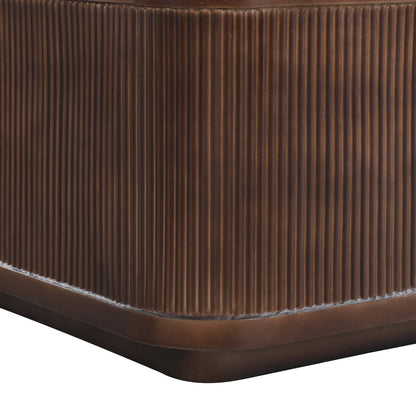 32"Modern Square Outdoor and Indoor Striped Waterproof Coffee Table, Durable MgO Cement Design, Suitable for Terraces, Gardens, Backyards and Living Rooms(Brown)