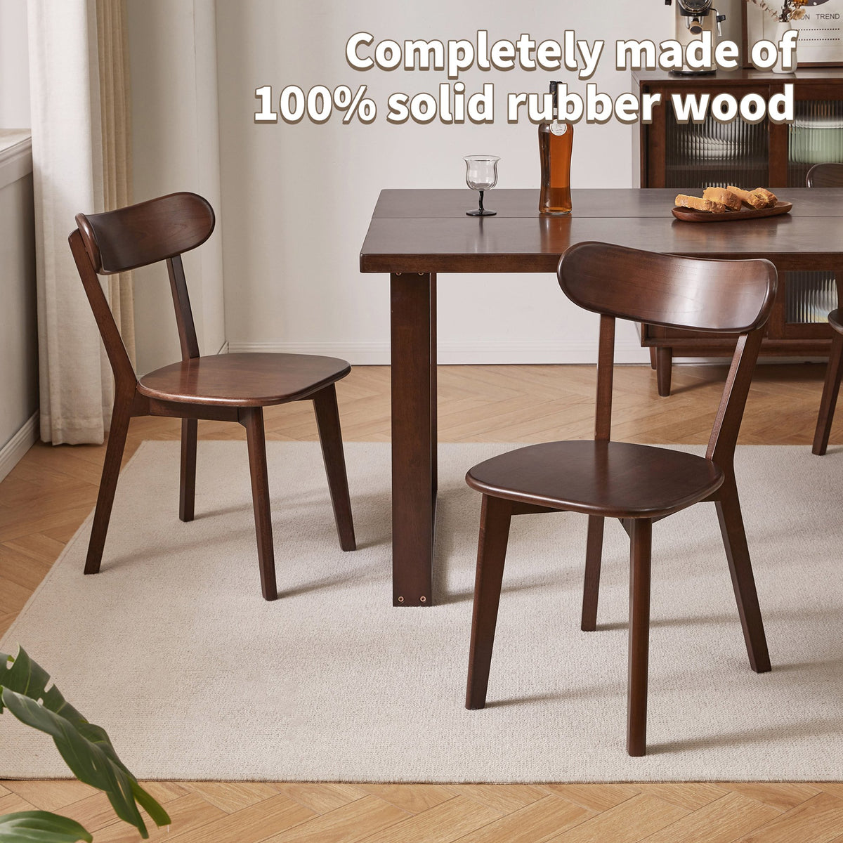 (Set of 2 pcs) Dining chair wooden Premium grade rubber wood natural wood made in Southeast Asia 100% solid wood chair table chair wooden living room chair simple and natural 46*37*76 cm