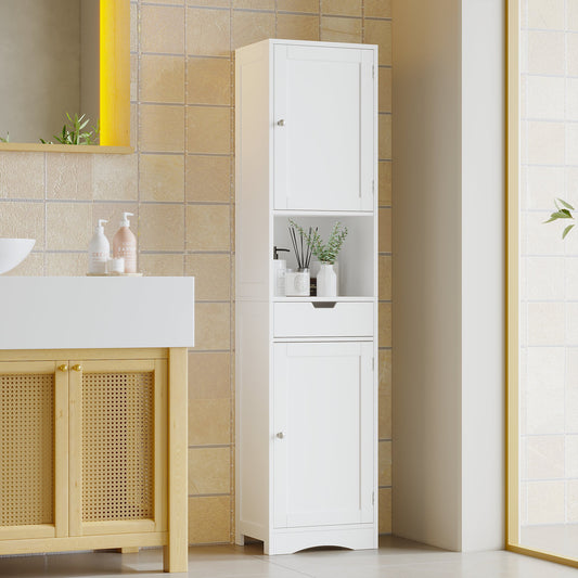 67" Tall Bathroom Cabinet, Storage Cabinet with 2 Doors & 1 Drawer, Narrow Bathroom Storage Cabinets with Adjustable Shelves