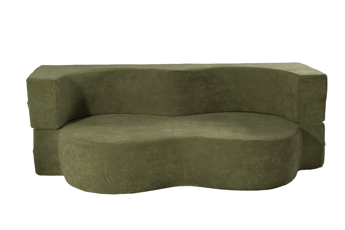2-in-1 Folding Sofa Bed with Pillow, Twin Sleeper Sofa, Floor & Futon Loveseat Couch, Foam Folding Mattress Sleeper for Living Room, Guest Use, Office, Apartment, No Assembly Required,Green