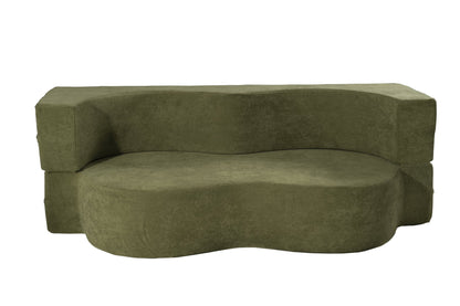 2-in-1 Folding Sofa Bed with Pillow, Twin Sleeper Sofa, Floor & Futon Loveseat Couch, Foam Folding Mattress Sleeper for Living Room, Guest Use, Office, Apartment, No Assembly Required,Green