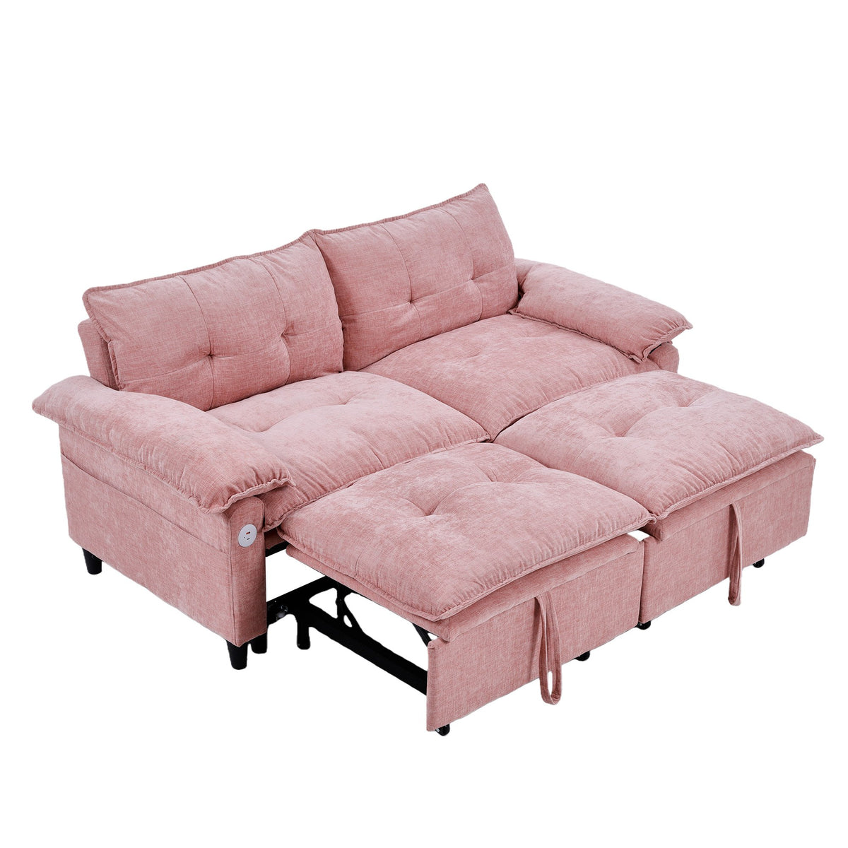 73 inch Pink Velvet Pull Out Sofa Bed Convertible Sleeper Couch with Pullout Mattress