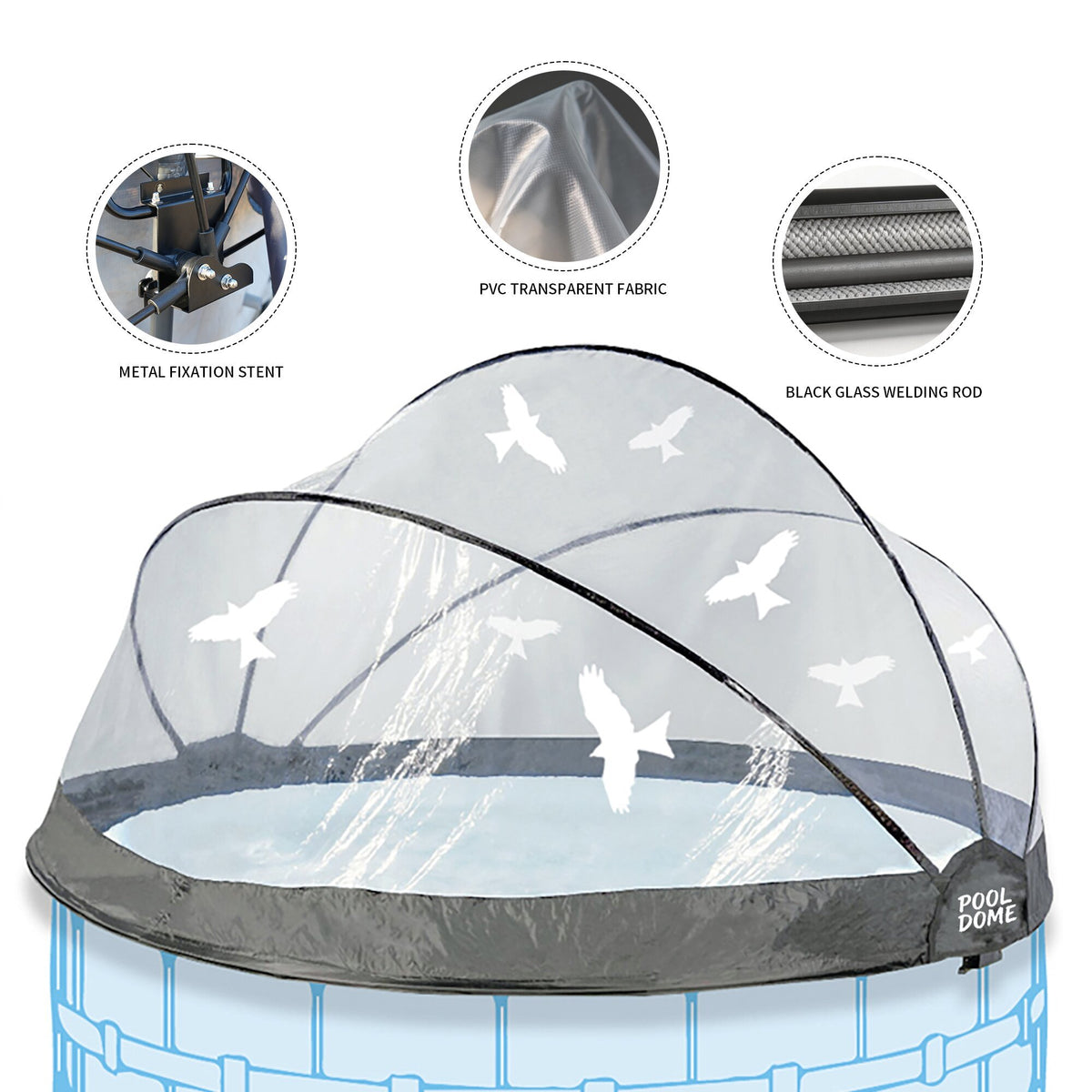 15 FT Round Multifunctional All Weather Cover Pool Dome Enclosure for Outdoor Pools, Compatible Clean & Warm Water, Suitable for 15 foot Round Frame Pools