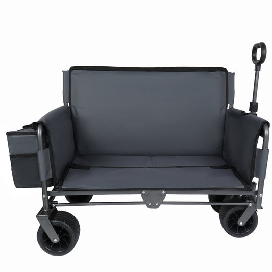 3-in-1 Folding Wagon Cart with Bench Seat & Storage patent protection - Includes 1 ice pack, 500lbs Heavy-Duty Utility Wagon