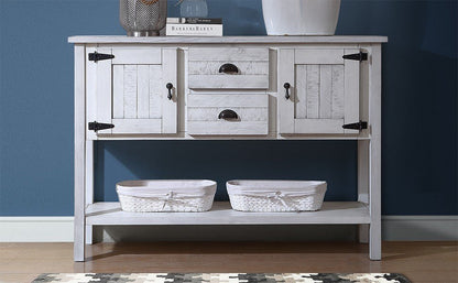 46'' Solid Wood Sideboard Console Table with 2 Drawers and Cabinets and Bottom Shelf