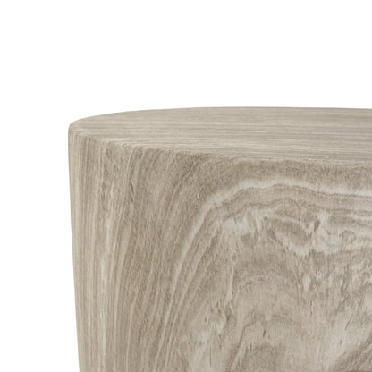 19.29"H Modern Round MgO Side Table with Cutout Accent, Faux Marble Outdoor Garden Stool & Indoor End Table, Weather Resistant Decorative Accent Table, No Assembly Required,Gray Marble