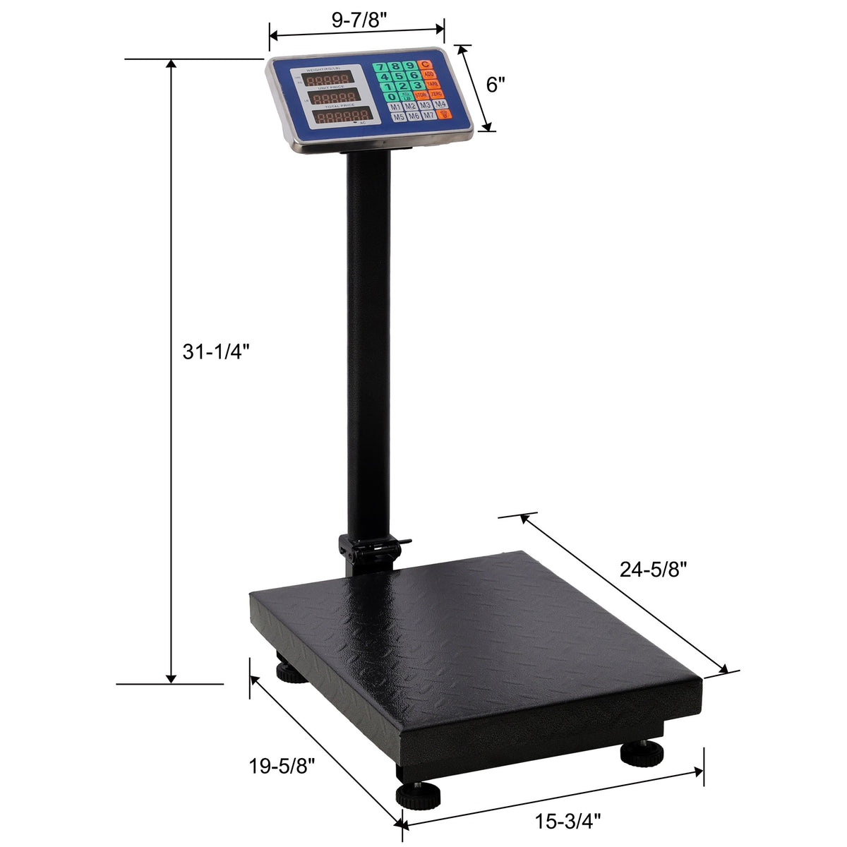 660lbs Weight Computing Digital Scale Floor Platform Scale, 0.1 lbs Accuracy Computing Floor Scale with LB/KG, Tare, Price Calculator