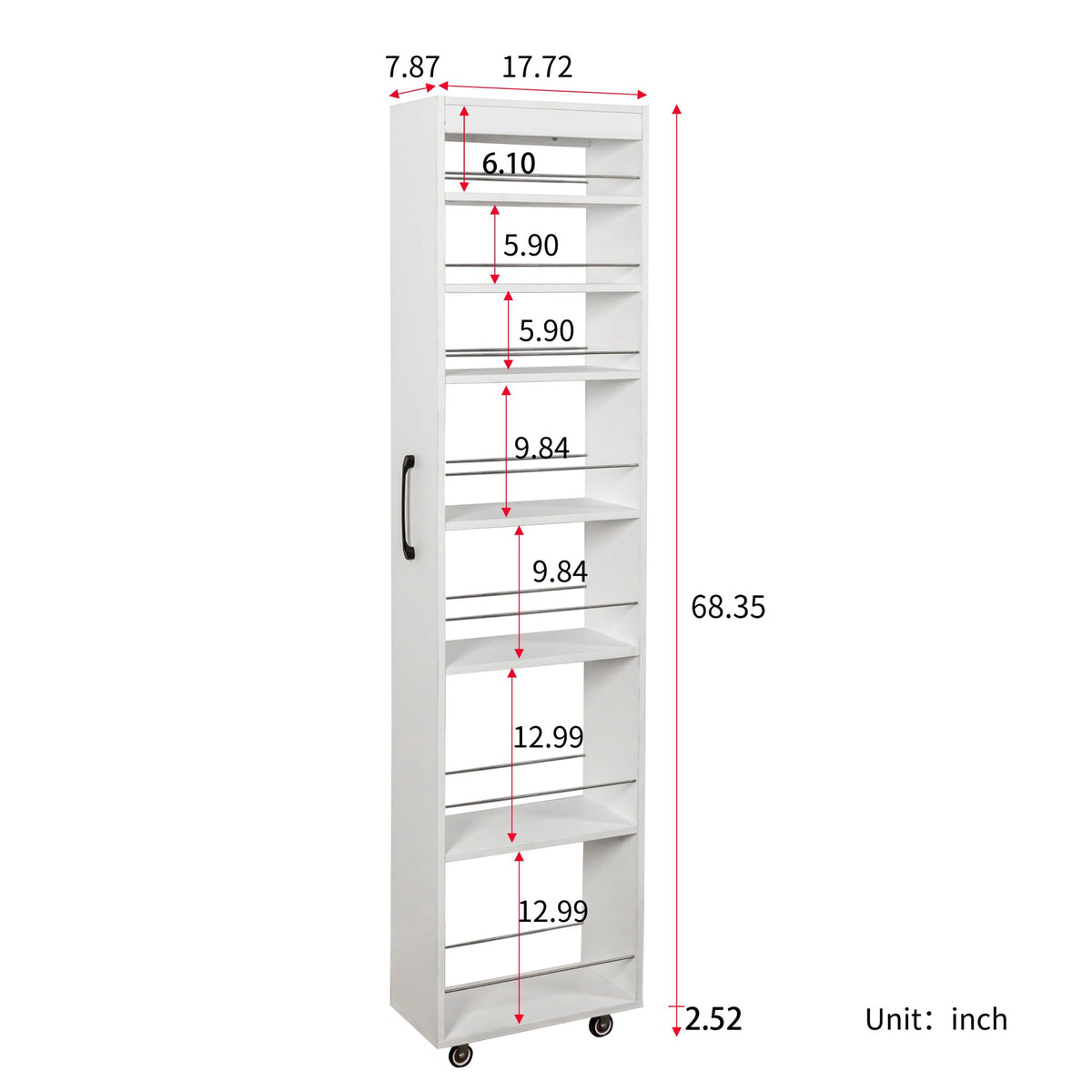 7 Tier multi-functional pull-out multi-tier storage Single-sided open shelf – White