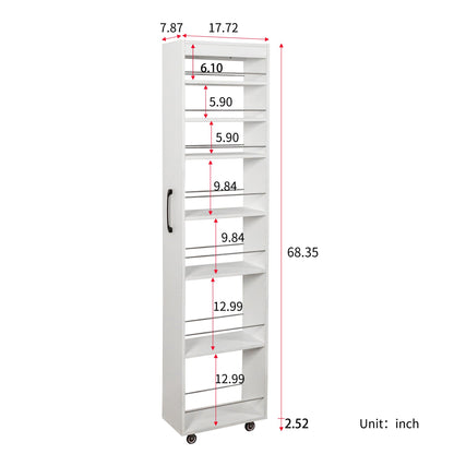 7 Tier multi-functional pull-out multi-tier storage Single-sided open shelf – White