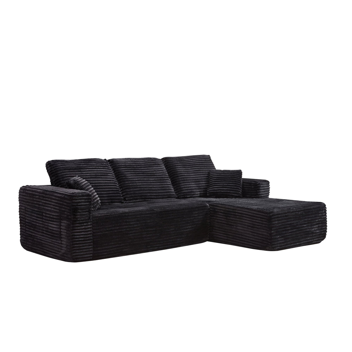 100.39"Cloud Sectional Couch with R-Shape Chaise,Modern Modular Sofa wit Deep Seat,No Assembly Required,Compressed packaging,Pocket spring and Foam,Plush Fabric Black
