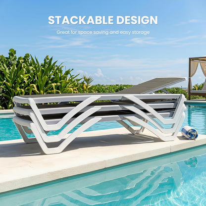 3D Pool Patio Lounger Chair Outdoor Chaise Lounge Chair, Brown, Aluminum Frame, All Weather Pool Lounge Chair for Deck Lawn Backyard