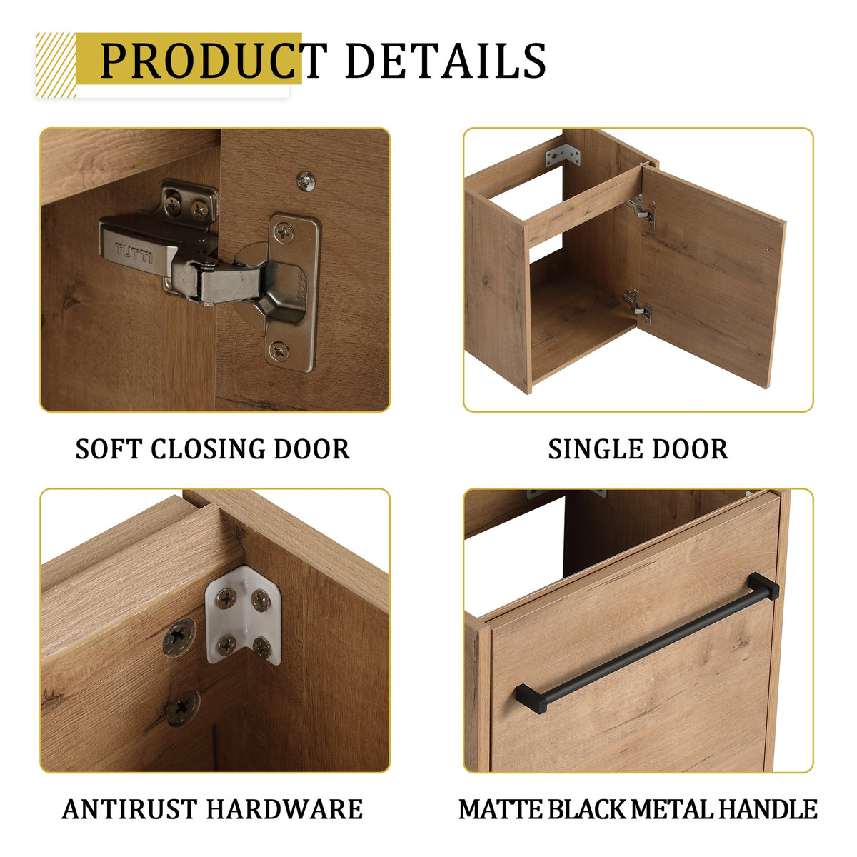 18'' Floating Wall-Mounted Bathroom Vanity with Ceramic Sink & Soft-Close Cabinet Door, For Small Bathroom