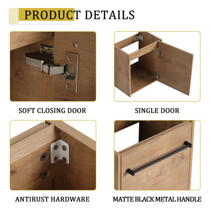 18'' Floating Wall-Mounted Bathroom Vanity with Ceramic Sink & Soft-Close Cabinet Door, For Small Bathroom
